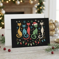 Mid Century Modern Christmas Cats with Lights