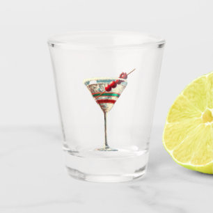 Mid Century Modern Christmas Cranberry Martini Shot Glass