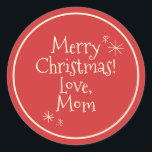 Mid Century Modern Christmas Gift Retro 50s 60s Classic Round Sticker<br><div class="desc">Merry Retro Vintage Minimal Midcentury Christmas Gift Labels. Simple,  cute,  and cheerful,  with a fun mid-century Modern 50s 60s vibe. In red and cream. Elevate your gift-giving,  modernist style! By Kierkegaard Design Studio.</div>