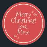 Mid Century Modern Christmas Gift Retro 50s 60s Classic Round Sticker<br><div class="desc">Merry Retro Vintage Minimal Midcentury Christmas Gift Labels. Simple,  cute,  and cheerful,  with a fun mid-century Modern 50s 60s vibe. In red and cream. Elevate your gift-giving,  modernist style! By Kierkegaard Design Studio.</div>