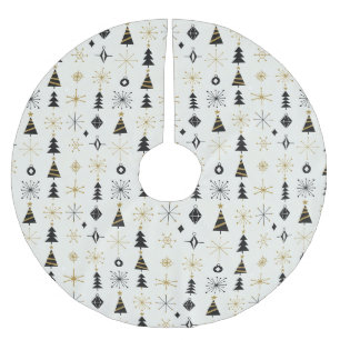 Mid Century Modern Christmas Icons Brushed Polyester Tree Skirt