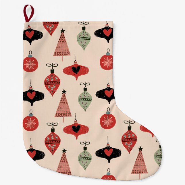 Mid-Century Modern Christmas Large Christmas Stock Large Christmas Stocking (Front)