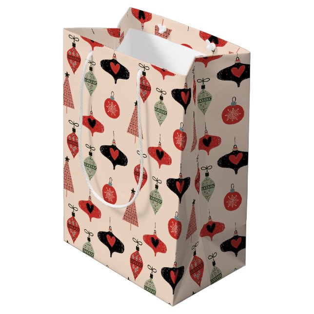 Mid Century Modern Christmas Medium Gift Bag (Back Angled)