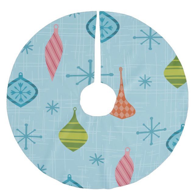 Mid Century Modern Christmas Ornaments Brushed Polyester Tree Skirt (Front)