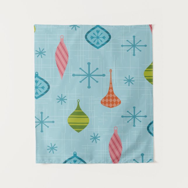 Mid Century Modern Christmas Ornaments Tapestry (Front)