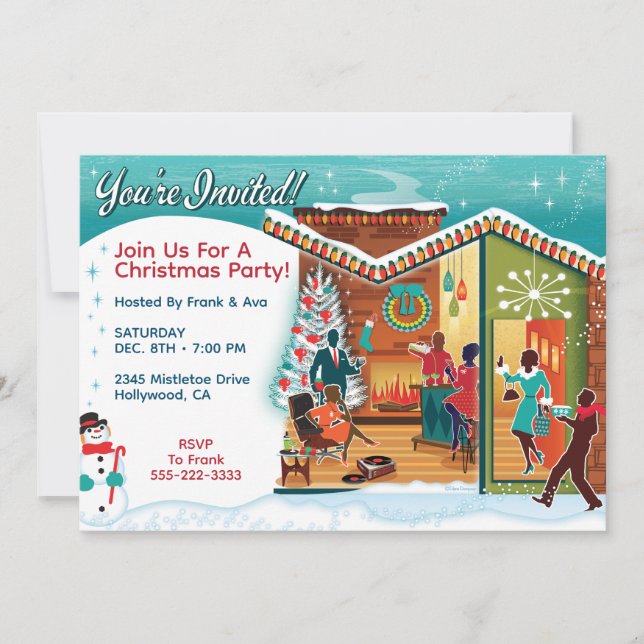 Mid-Century Modern Christmas Party Invitations (Front)