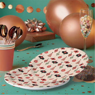 Mid Century Modern Christmas Pattern Paper Plate