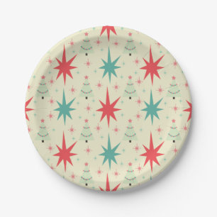 Mid Century Modern Christmas Pattern Paper Plate