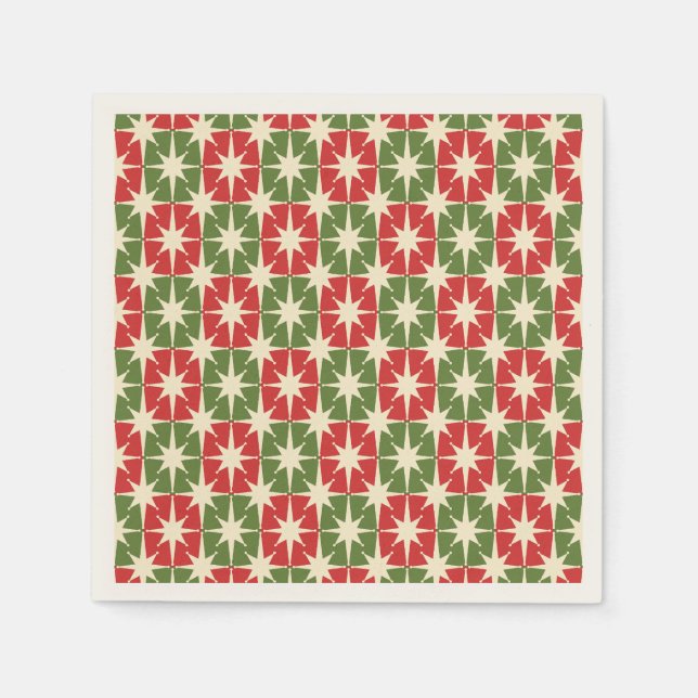 Mid Century Modern Christmas Retro Starbursts Napkin (Front)