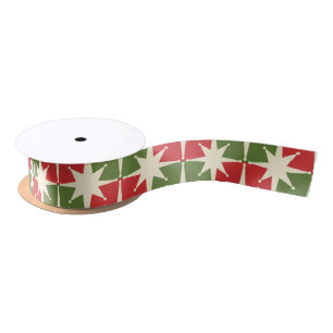Mid Century Modern Christmas Retro Starbursts Satin Ribbon