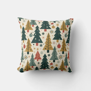 Mid-Century Modern Christmas Throw Pillow