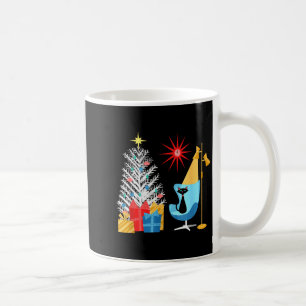 Mid-century Modern Christmas Tree And Cat In Retro Coffee Mug