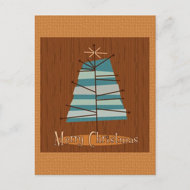Mid Century Modern Christmas Tree Holiday Postcard (Front)