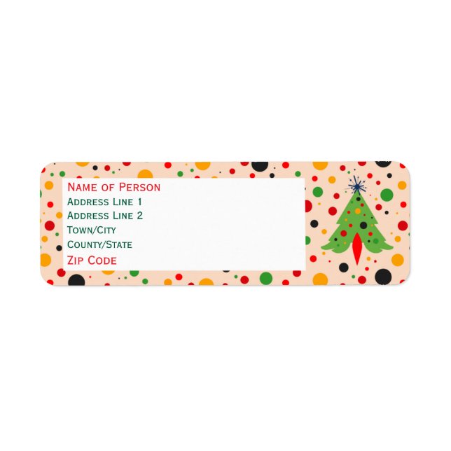 Mid Century Modern Christmas Tree Return Address (Front)