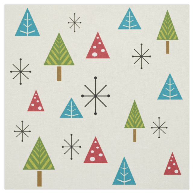 Mid Century Modern Christmas Trees Fabric (Swatch)