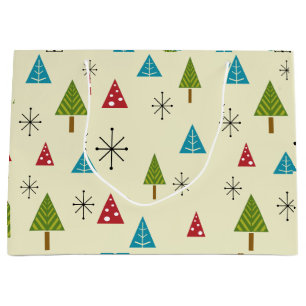Mid Century Modern Christmas Trees Large Gift Bag