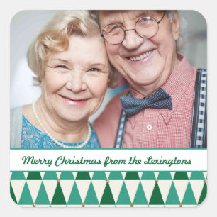 Mid Century Modern Christmas Trees Photo Square Sticker