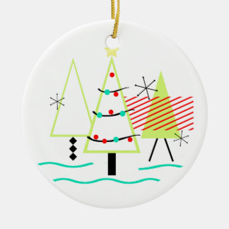 mid century modern christmas trees retro ceramic ornament