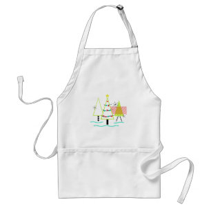 mid century modern christmas trees retro standard apron