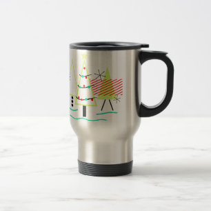 mid century modern christmas trees retro travel mug