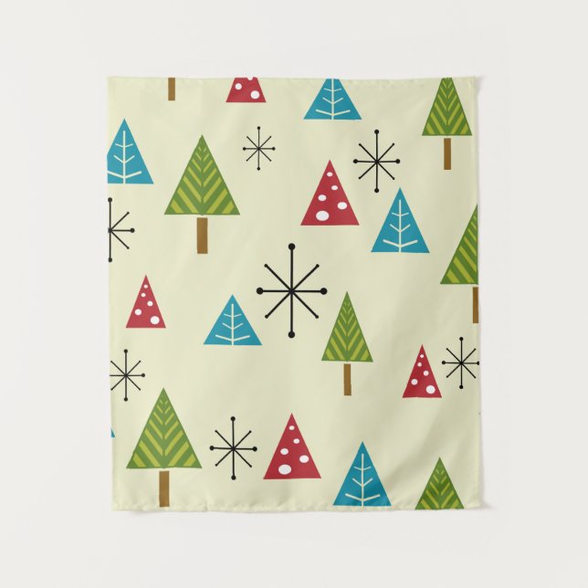 Mid Century Modern Christmas Trees Tapestry (Front)