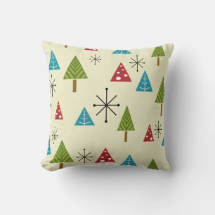 Mid Century Modern Christmas Trees Throw Pillow