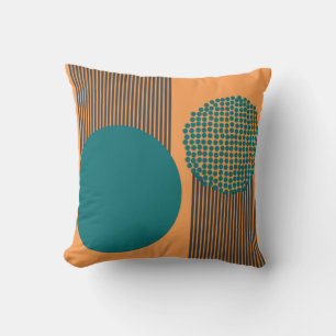 Mid-Century Modern Circle and Lines Throw Pillow