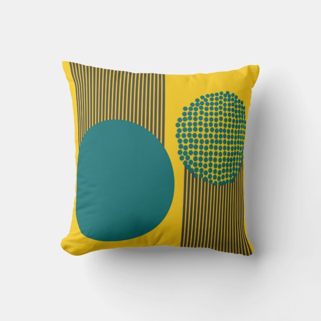Mid-Century Modern Circle and Lines  Throw Pillow (Front)