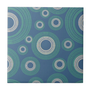 Mid Century Modern Circle Blue Tile