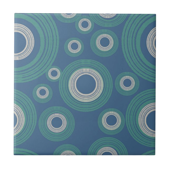 Mid Century Modern Circle Blue Tile (Front)