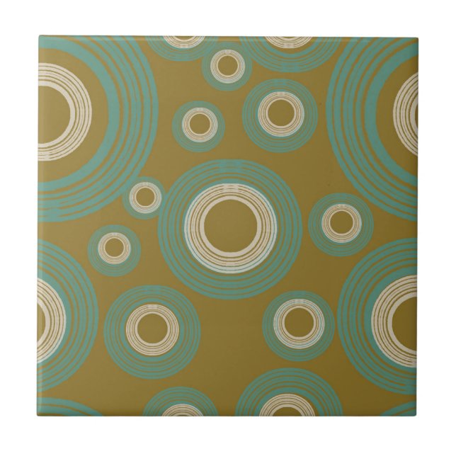 Mid Century Modern Circle Bright Green  Tile (Front)