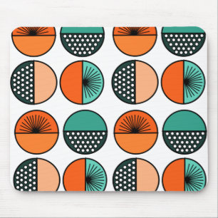Mid-Century Modern Circle Halves Mouse Pad
