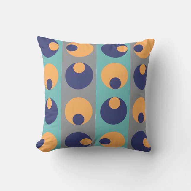 Mid-Century Modern Circle Pattern Throw Pillow (Front)