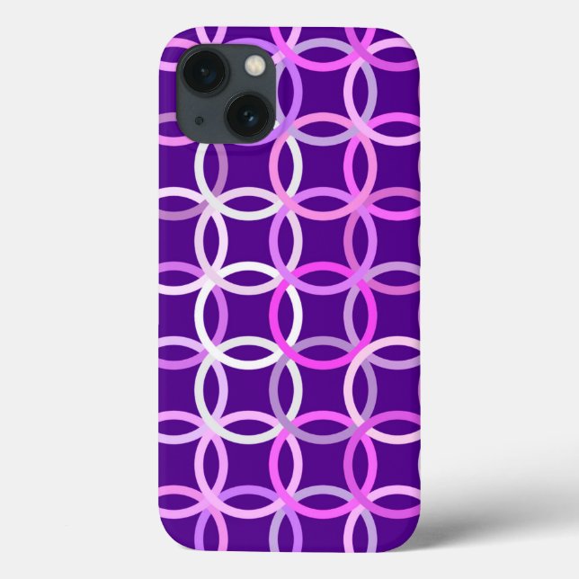 Mid-Century Modern circles, amethyst and orchid Case-Mate iPhone Case (Back)