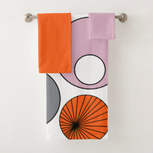 Mid-Century Modern Circles  Bath Towel Set