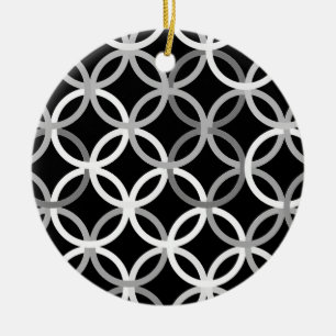 Mid-Century Modern circles, black, white and grey Ceramic Ornament