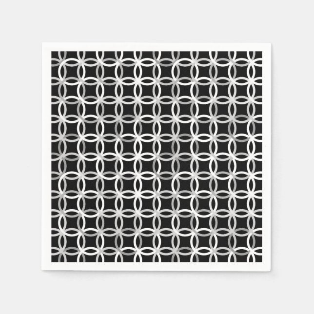 Mid-Century Modern circles, black, white and grey Napkin (Front)