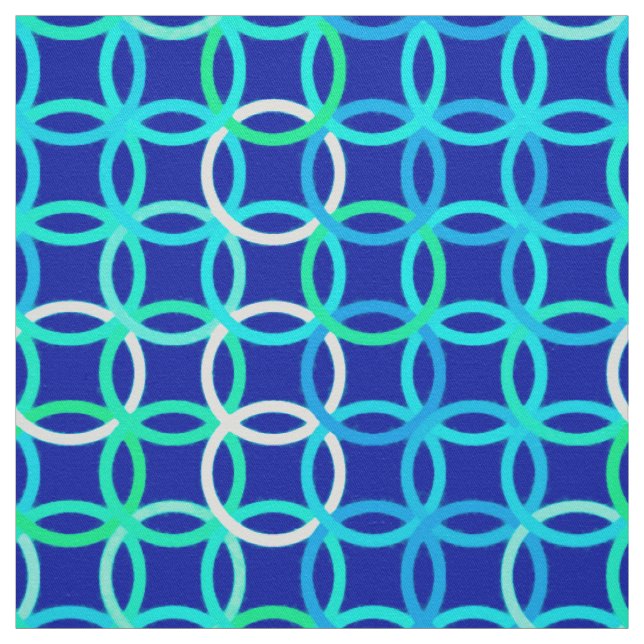Mid-Century Modern circles, cobalt & peacock Fabric (Swatch)