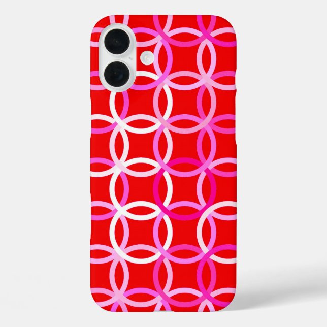 Mid-Century Modern circles, dark red and pink Case-Mate iPhone Case (Back)