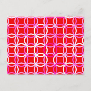 Mid-Century Modern circles, dark red and pink Postcard
