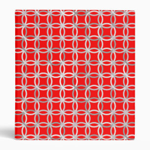 Mid-Century Modern circles, deep red and grey Binder