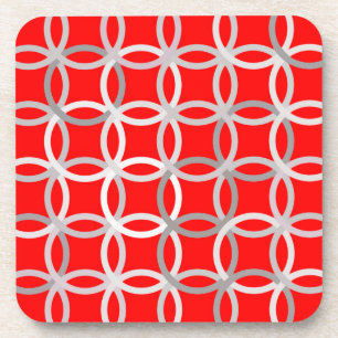Mid-Century Modern circles, deep red and grey Coaster