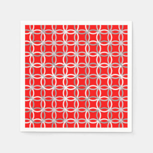 Mid-Century Modern circles, deep red and grey Napkin