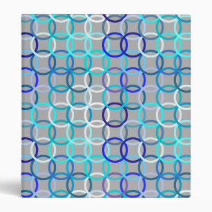 Mid-Century Modern circles, grey, blue and white Binder