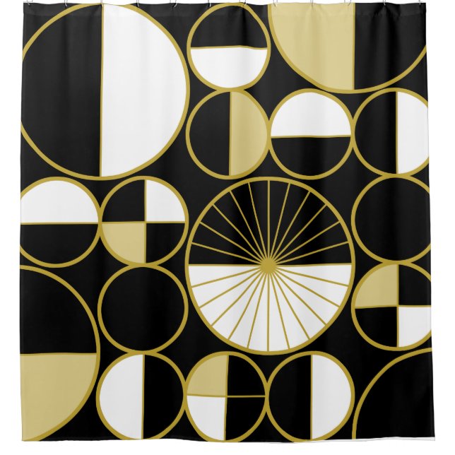 Mid Century Modern Circles Halves Black Gold (Front)