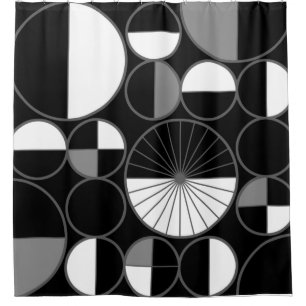 Mid Century Modern Circles Halves Black Grey