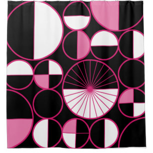 Mid Century Modern Circles Halves Black Pink
