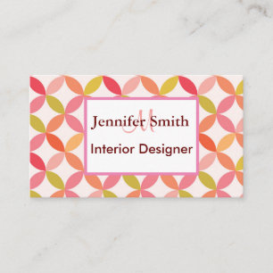 Mid century modern circles interior designer business card