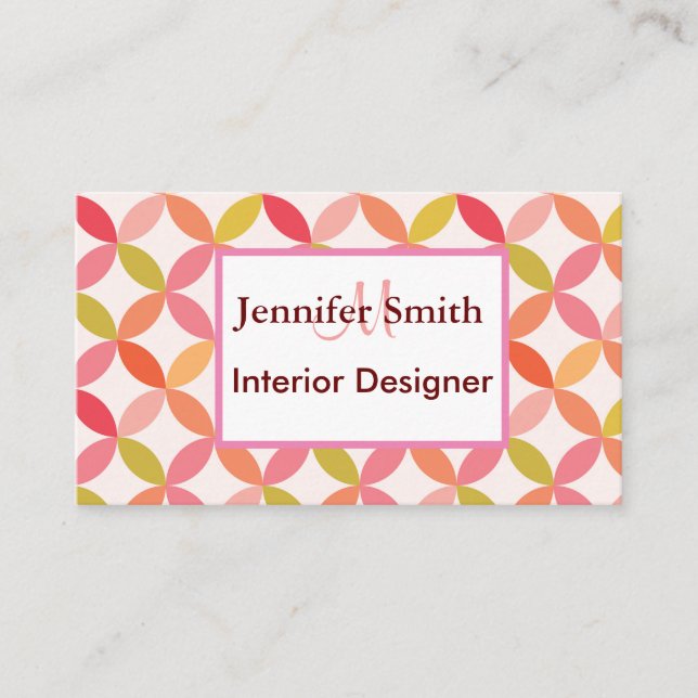 Mid century modern circles interior designer  business card (Front)