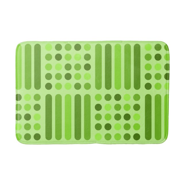 Mid Century Modern Circles Lines Chartreuse Bath Mat (Front)